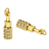 Colgante de Micro Pavé de Zirconía Cúbica, metal, chapado en color dorado, Bricolaje & micro arcilla de zirconia cúbica, dorado, 5x15x3mm, agujero:aproximado 3mm, Vendido por UD