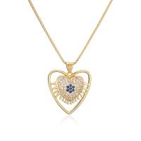 Cubic Zircon Micro Pave Brass Necklace, real gold plated & micro pave cubic zirconia & for woman, gold, 450mm 