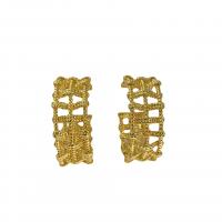 Brass Stud Earring, gold color plated, for woman & hollow, gold, 29mm 