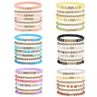 Polymer Clay Bracelet Set, with Zinc Alloy, gold color plated, multilayer & Bohemian style & Unisex Approx 6.7 Inch 