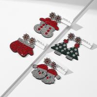 Weihnachten Ohrringe, Zinklegierung, mit Stoff & Harz, Weihnachts-Design & Modeschmuck & verschiedene Stile für Wahl & für Frau & mit Strass, verkauft von Paar