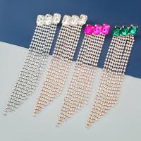 Fashion Fringe Earrings, Zinklegierung, plattiert, Modeschmuck & für Frau & mit Glas Strass & mit Strass, keine, 154x31mm, verkauft von Paar