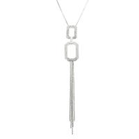 De aleación de zinc hierro Cadena del suéter del collar, chapado en color de plata, Joyería & para mujer & con diamantes de imitación, plateado, longitud:aproximado 29.53 Inch, Vendido por Sarta