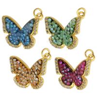 Cubique Pendentif en laiton zircon pavent, papillon, Placage de couleur d'or, DIY & pavé de micro zircon, plus de couleurs à choisir Environ 2.5mm, Vendu par PC