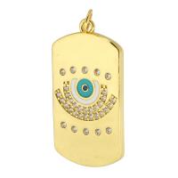 Cubique Pendentif en laiton zircon pavent, cadre, Placage de couleur d'or, DIY & motif de mauvais œil & pavé de micro zircon & émail, doré Environ 3.5mm, Vendu par PC