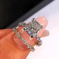 Cubic Zirconia Micro Pave Brass Finger Ring, platinum color plated & micro pave cubic zirconia & for woman 