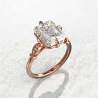 Cubic Zirconia Micro Pave Brass Finger Ring, rose gold color plated & micro pave cubic zirconia & for woman 