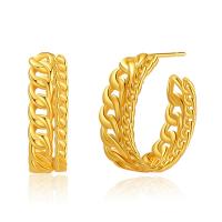 Brass Stud Earring, 18K gold plated, for woman 