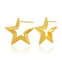 Brass Stud Earring, Star, 18K gold plated, for woman 