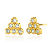 Cubic Zirconia Micro Pave Brass Earring, Triangle, 18K gold plated, micro pave cubic zirconia & for woman 