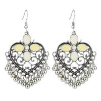 Enamel Zinc Alloy Drop Earring, Heart, silver color plated, folk style & for woman & hollow 