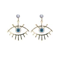 Enamel Zinc Alloy Drop Earring, Evil Eye, gold color plated, for woman, golden 