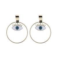 Enamel Zinc Alloy Drop Earring, Evil Eye, gold color plated, for woman, golden 