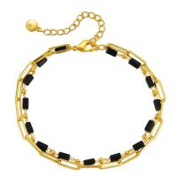 Rhinestone Brass Bracelets, 18K gold plated, for woman & with glass rhinestone Approx 6.29 Inch 