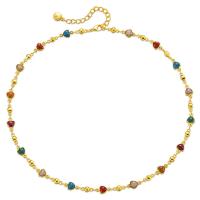 Collier en laiton fait à la main, Plaqué or 18K, pour femme & émail, multicolore Environ 15.35 pouce, Vendu par PC