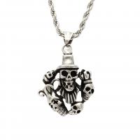 304 Stainless Steel Necklace, Skull & for man Approx 60 cm 