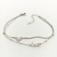 Edelstahl Charm Armband, 316 L Edelstahl, mit Verlängerungskettchen von 5cm, Herz, Vakuum-Ionen-Beschichtung, Doppelschicht & unisex, keine, Länge:ca. 19 cm, verkauft von PC