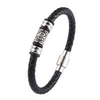 PU Leder Armband, mit 316 Edelstahl, poliert, Modeschmuck & unterschiedliche Länge der Wahl & für den Menschen, schwarz, 6mm, verkauft von PC