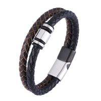 PU Leder Armband, mit 316 Edelstahl, Vakuum-Ionen-Beschichtung, Modeschmuck & unterschiedliche Länge der Wahl & für den Menschen, schwarz und braun, 12mm, verkauft von PC