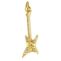 Cubique Pendentif en laiton zircon pavent, guitare, Placage de couleur d'or, DIY & pavé de micro zircon, doré Environ 3mm, Vendu par PC