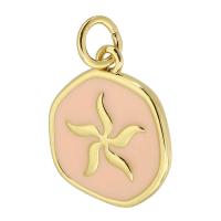 Enamel Brass Pendants, Flower, plated, DIY, pink Approx 3mm 