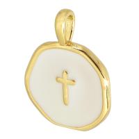 Enamel Brass Pendants, Cross, plated, DIY, white Approx 2mm 