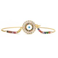 Evil Eye Bracelet Bijoux, laiton, Mauvais œil, Plaqué d'or 18K, pavé de micro zircon & pour femme, plus de couleurs à choisir Environ 7-9.4 pouce, Vendu par PC