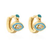 Evil Eye Earrings, Brass, 18K gold plated, micro pave cubic zirconia & for woman & enamel 