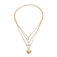 Collier de mode Multi couche, alliage de zinc, avec Plastique ABS perle, Placage de couleur d'or, trois couches & bijoux de mode & pour femme & avec strass, doré, 20mm cm, Vendu par PC