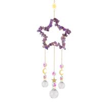 Ornements suspendus, cristal, avec Pierre naturelle & fer, étoile, Placage de couleur d'or, différents matériaux pour le choix & facettes, plus de couleurs à choisir Environ 45 cm, Vendu par PC