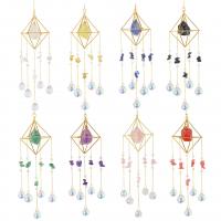 Ornements suspendus, cristal, avec Pierre naturelle & fer, Losange, Placage de couleur d'or, différents matériaux pour le choix & facettes, plus de couleurs à choisir Environ 45 cm, Vendu par PC