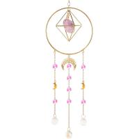 Ornements suspendus, cristal, avec améthyste & fer, Placage de couleur d'or, facettes Environ 63.5 cm, Vendu par PC