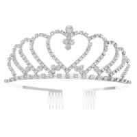 Bridal Tiaras, Zinc Alloy, silver color plated, for woman & with rhinestone, silver color 