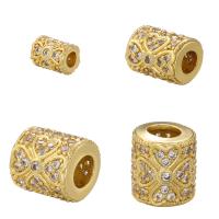 Large Hole Brass Beads, Column, plated, DIY & micro pave cubic zirconia 