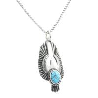 Collier de bijoux de titane, Acier titane, avec turquoise, aigle, poli, bijoux de mode & styles différents pour le choix & pour homme, argent, 33mm Environ 23.62 pouce, Vendu par PC