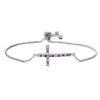 Cubic Zirconia Micro Pave Brass Bracelet, Cross, plated, micro pave cubic zirconia & for woman 210mm 