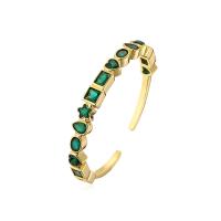 Ouverture Bracelets en cuivre, laiton, Placage de couleur d'or, styles différents pour le choix & pavé de micro zircon & pour femme, vert, 60mm, Vendu par PC