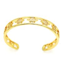 Ouverture Bracelets en cuivre, laiton, Placage de couleur d'or, styles différents pour le choix & pavé de micro zircon & pour femme, Or, 63mm, Vendu par PC