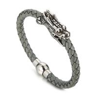 Titanstahl Armband, mit PU Leder, Drachen, plattiert, Modeschmuck & für den Menschen, keine, 220x6mm, verkauft von PC