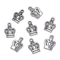 Zinc Alloy Pendant Rhinestone Setting, Crown, antique silver color plated, DIY & hollow Approx 