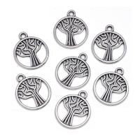 Zinc Alloy Jewelry Pendants, Flat Round, antique silver color plated, Unisex & hollow Approx 