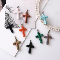 Gemstone Brass Pendants, with Brass, Cross & Unisex 