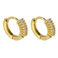 Brass Huggie Hoop Earring, Donut, gold color plated, fashion jewelry & micro pave cubic zirconia & for woman, gold 