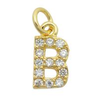 Cubique Pendentif en laiton zircon pavent, Lettre d’alphabet, Placage de couleur d'or, styles différents pour le choix & pavé de micro zircon, Or Vendu par PC