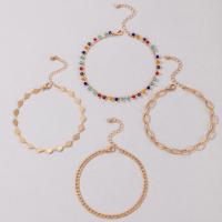 Pulseras para el Tobillo en Aleación de Zinc, con Seedbead, con 2.16inch extender cadena, chapado en color dorado, 4 piezas & para mujer, longitud:aproximado 8.6 Inch, Vendido por Set