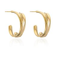 Brass Stud Earring, 18K gold plated & for woman 