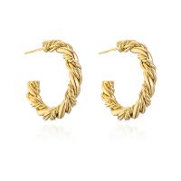 Brass Stud Earring, 18K gold plated & for woman 