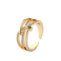 Cubic Zirconia Micro Pave Brass Finger Ring, 18K gold plated, Adjustable & micro pave cubic zirconia & for woman 