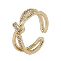 Cubic Zirconia Micro Pave Brass Finger Ring, 18K gold plated, Adjustable & micro pave cubic zirconia & for woman 