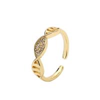 Cubic Zirconia Micro Pave Brass Finger Ring, 18K gold plated, Adjustable & micro pave cubic zirconia & for woman 